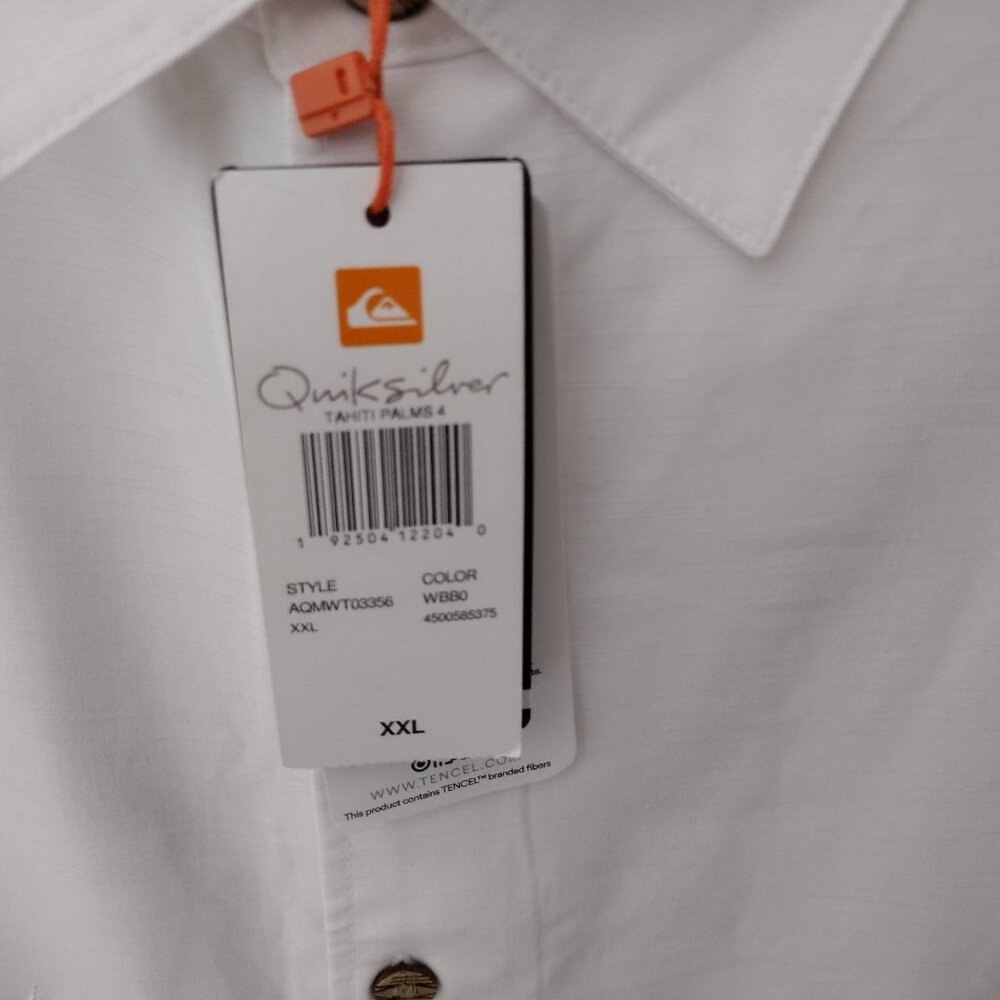 Quiksilver Waterman Men’s XXL Tahiti Palms Button-Up Shirt White NWT - Picture 8 of 14